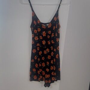 Floral Black and Orange Romper